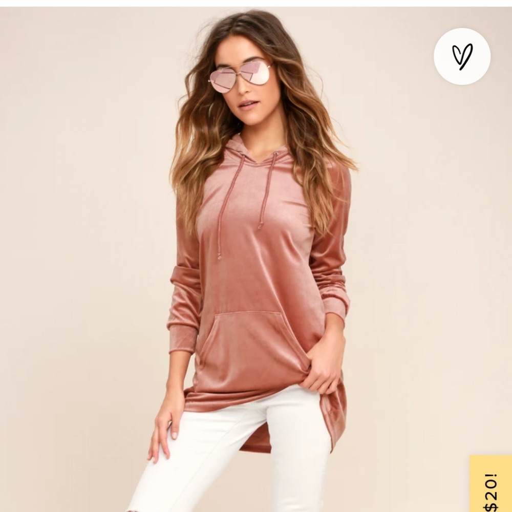 Lulu's Melrose Blush Pink Velour Hoodie